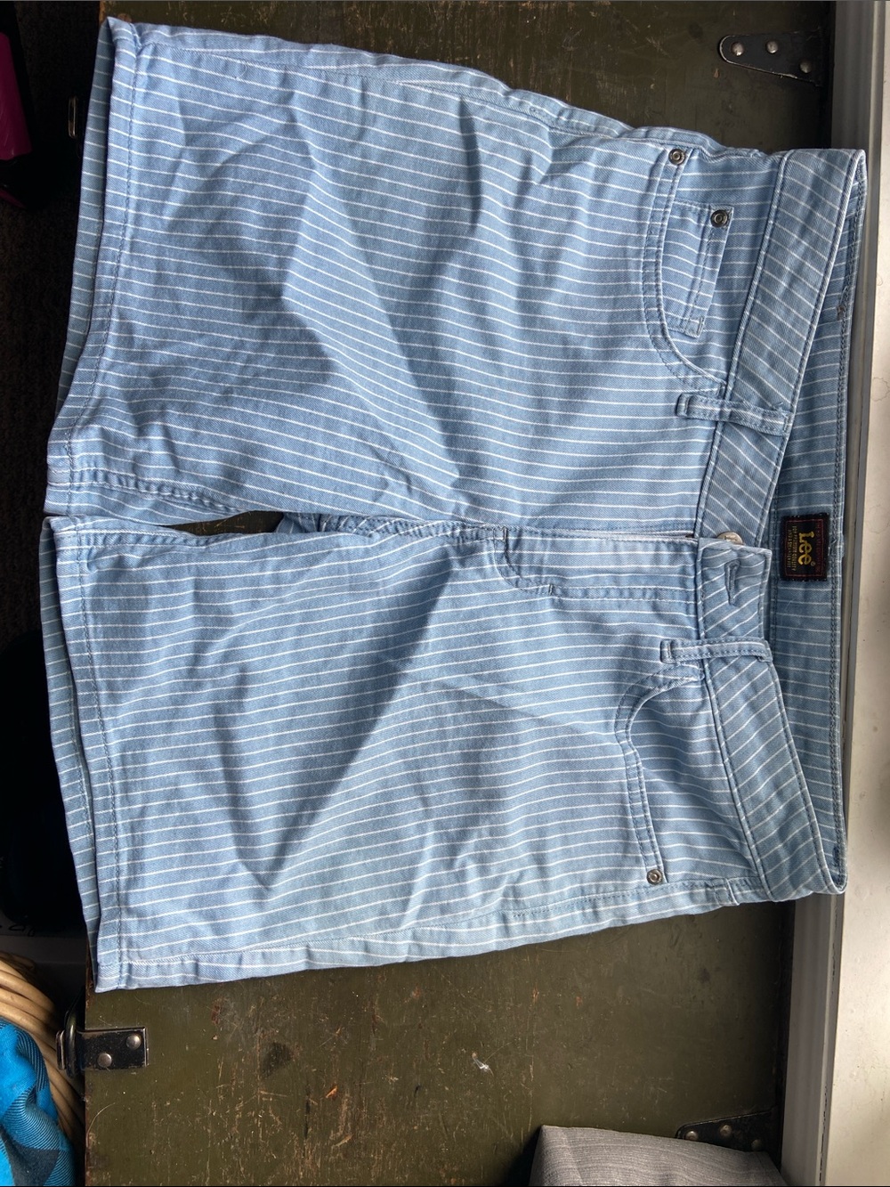 Lee Blue and White Pinstripe Casual Shorts